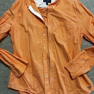 American Eagle Outfitters Men's Orange Striped Button Down Shirt